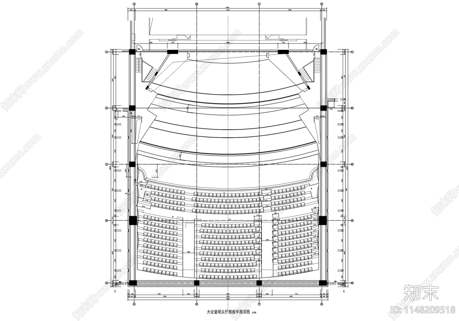 大会议室学术报告厅室内cad施工图下载【ID:1148209518】