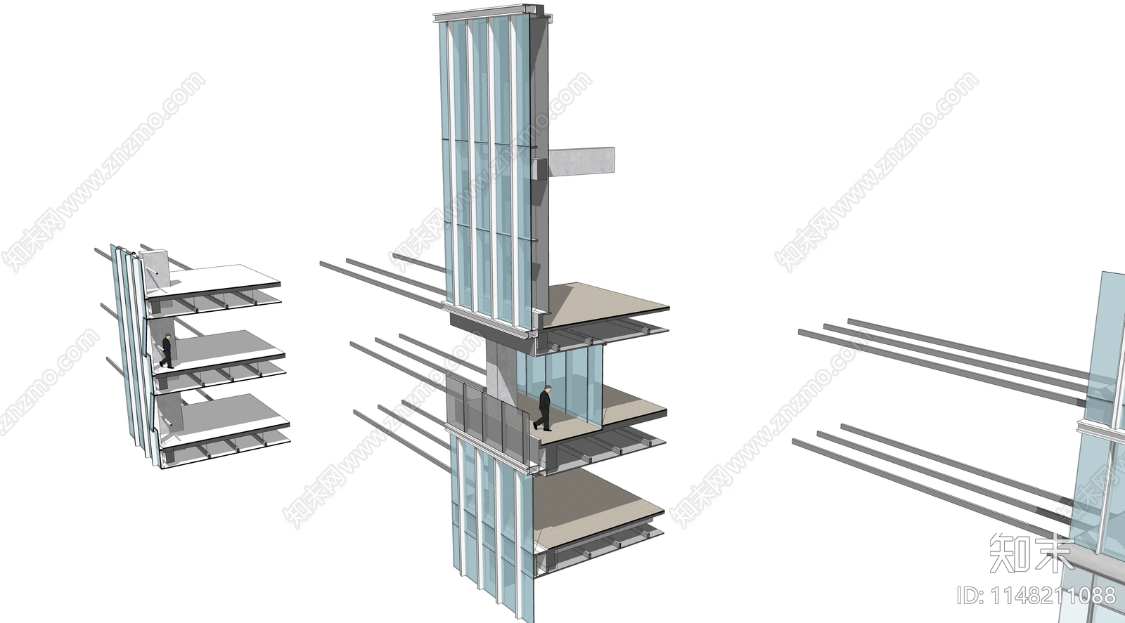 现代玻璃幕墙SU模型下载【ID:1148211088】
