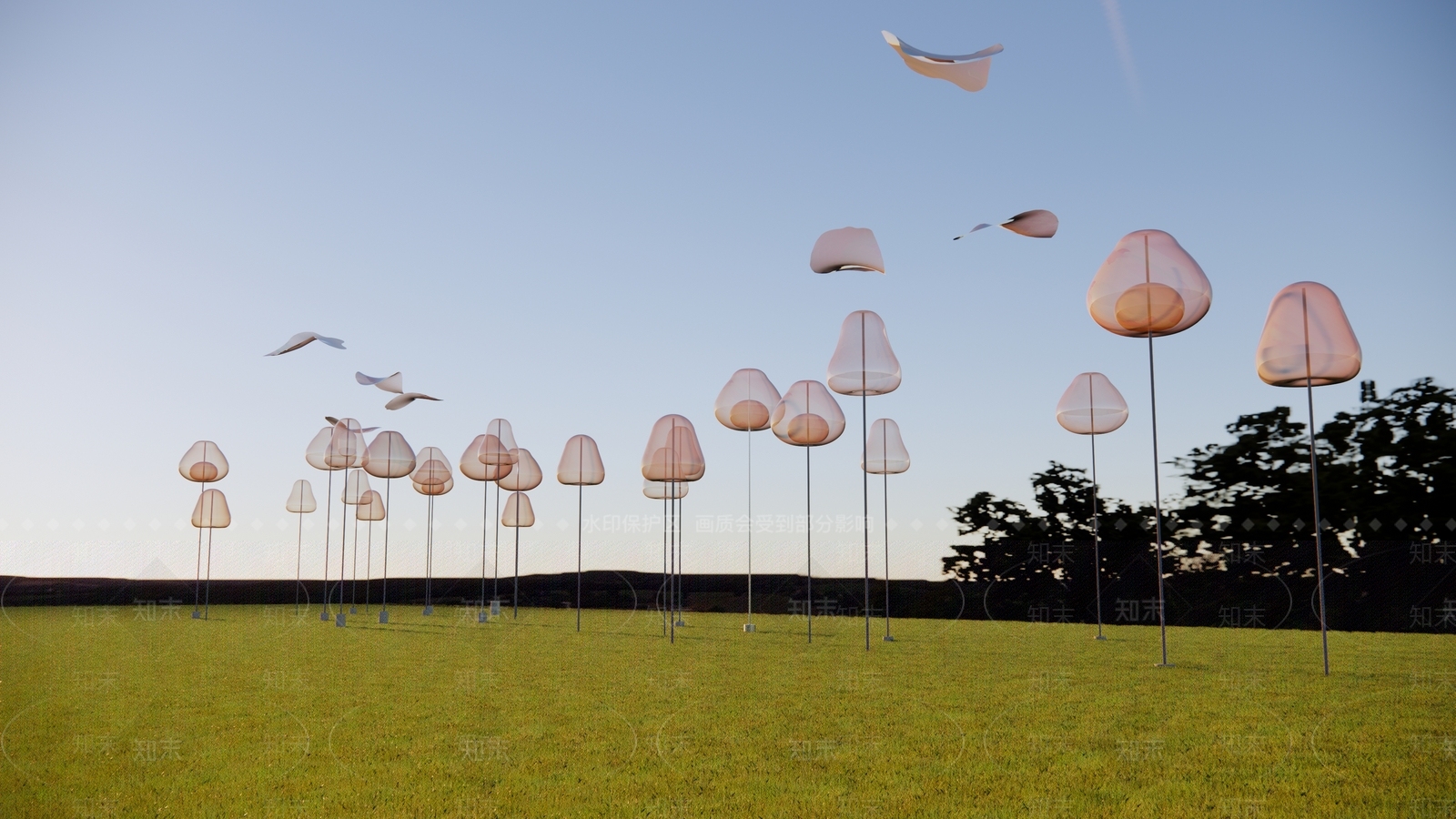 现代泡泡花瓣艺术雕塑小品SU模型下载【ID:1148295371】