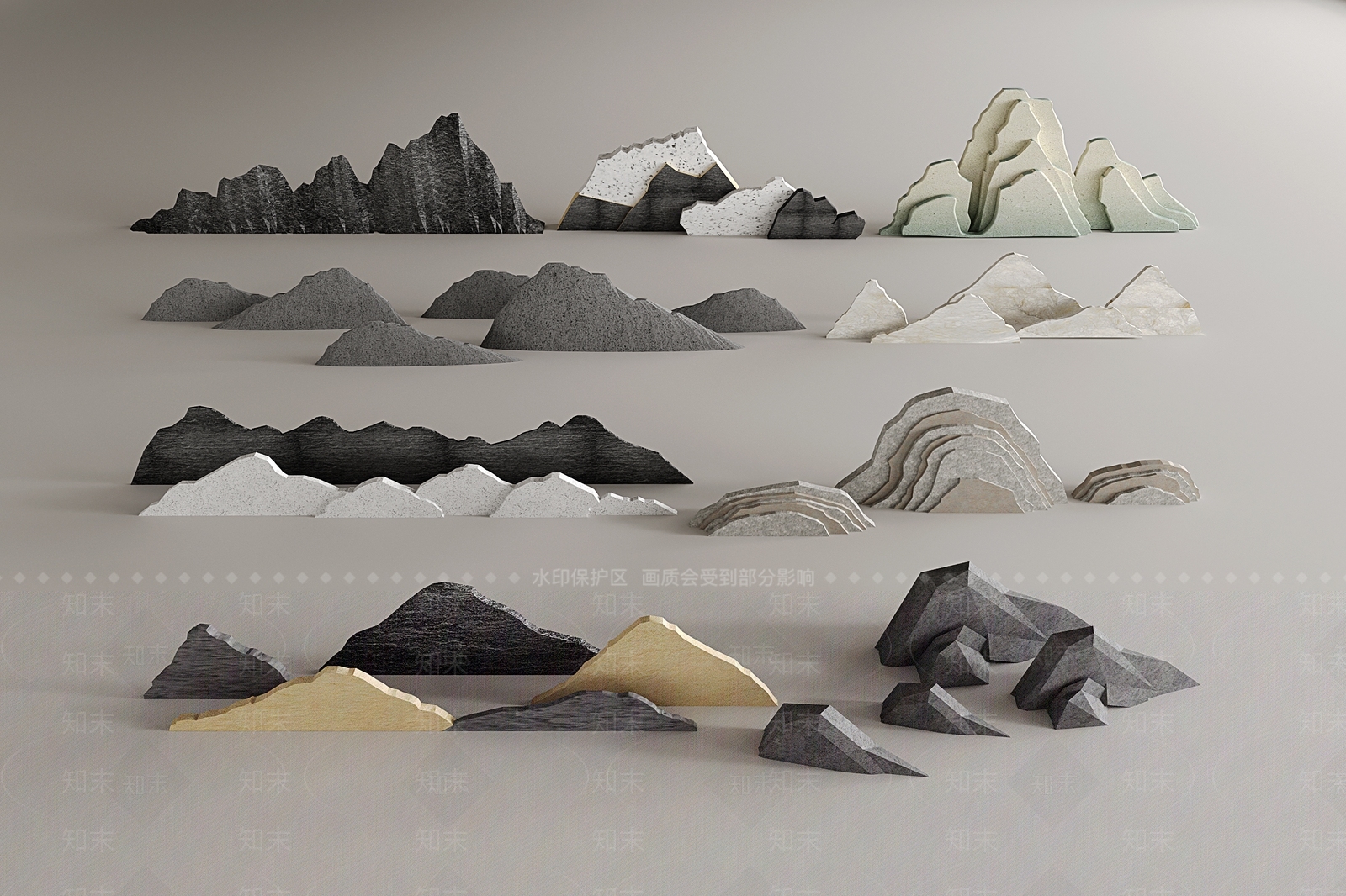 新中式假山片石3D模型下载【ID:1148214219】