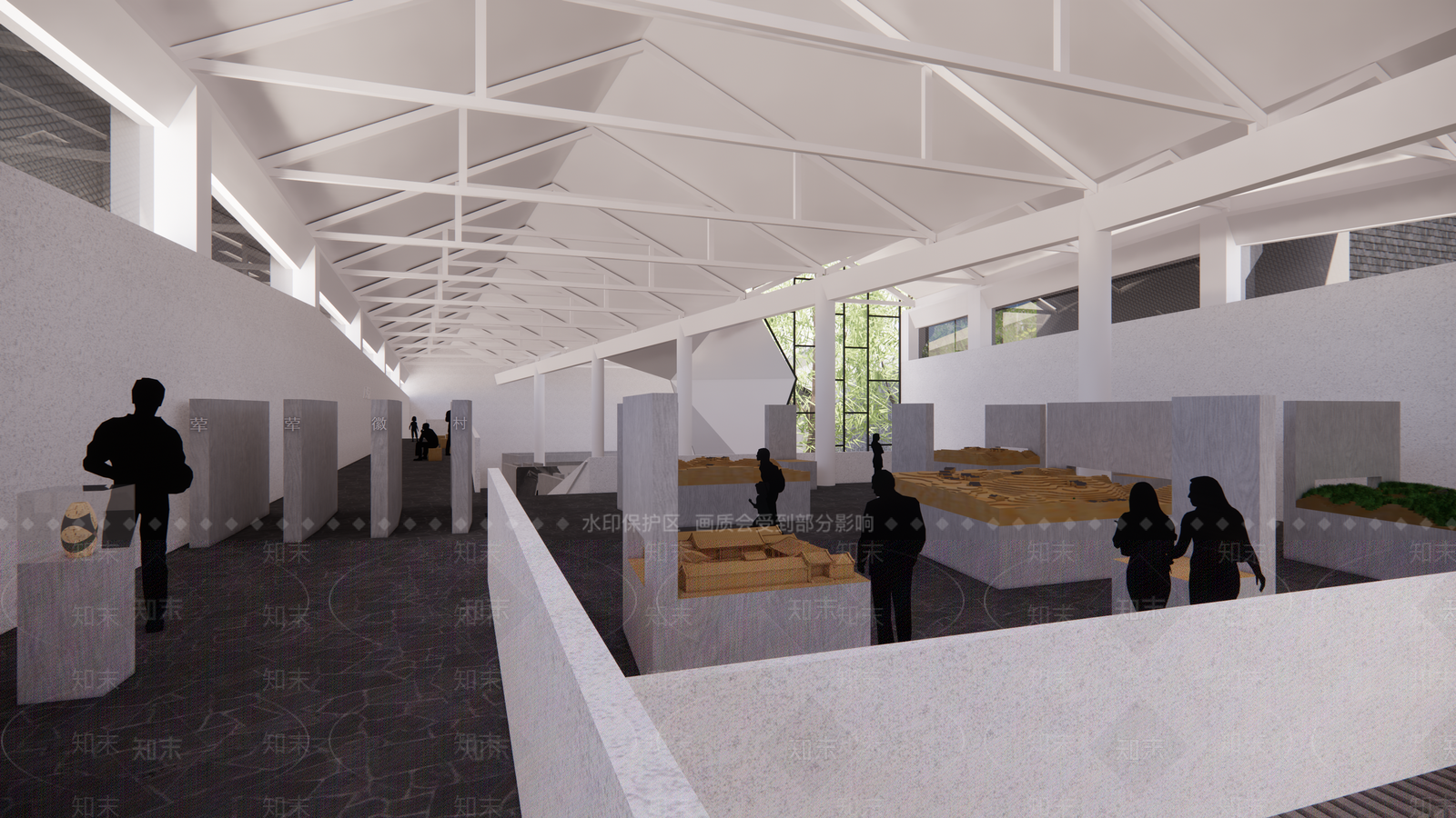 新中式展览馆建筑SU模型下载【ID:1148214725】