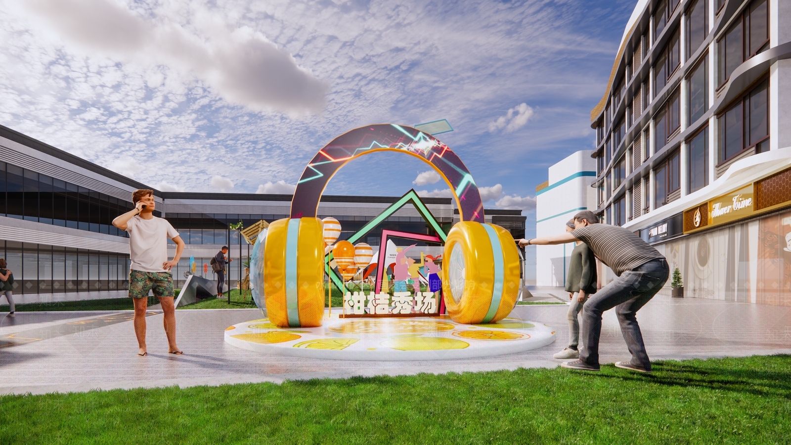 现代商业创意耳机雕塑小品SU模型下载【ID:1148218785】