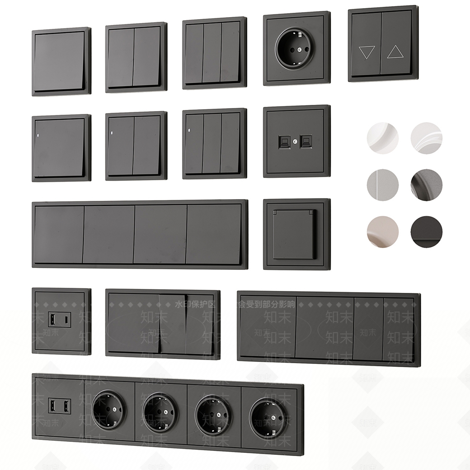 现代控制面板开关3D模型下载【ID:1148222026】