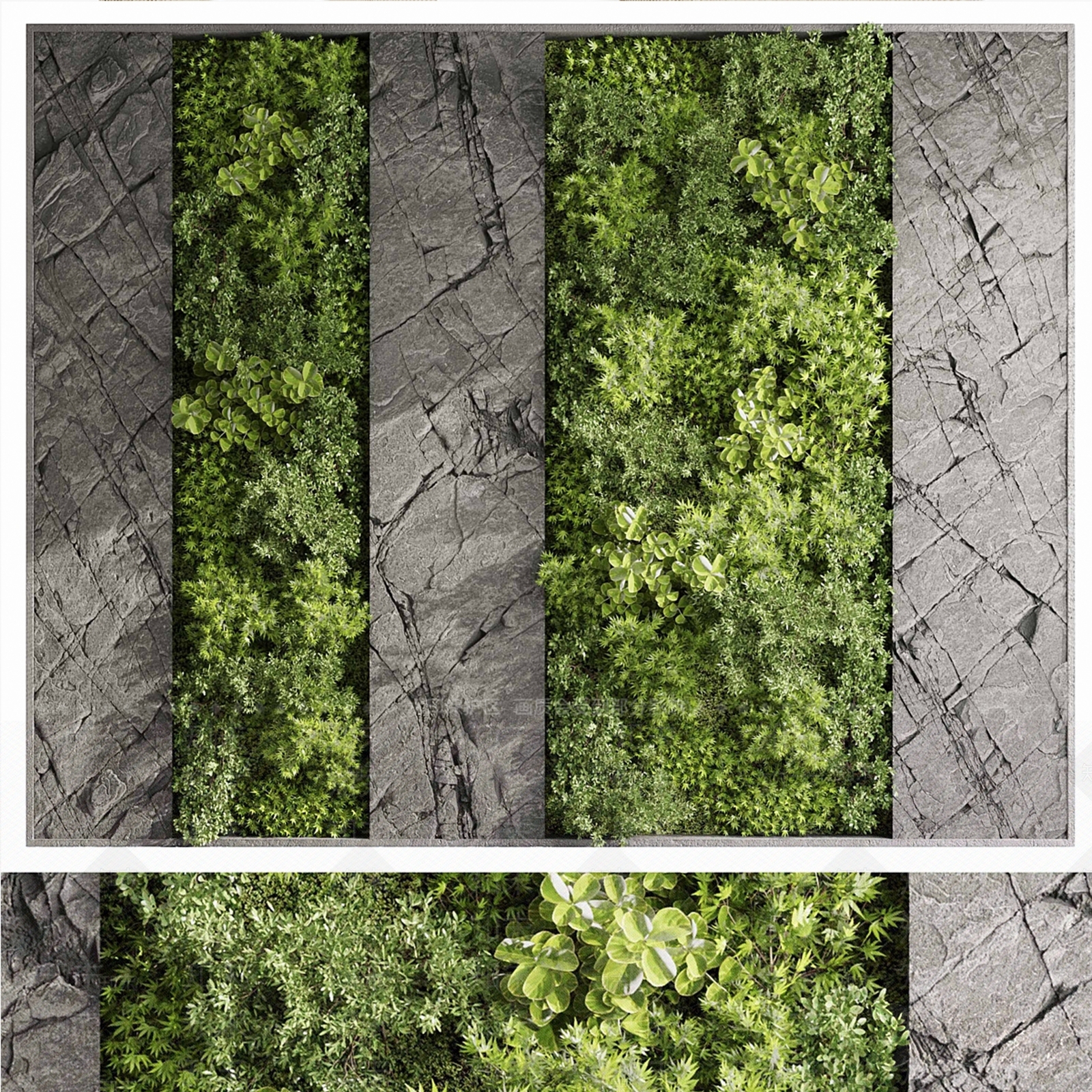 绿植背景墙3D模型下载【ID:1148225070】