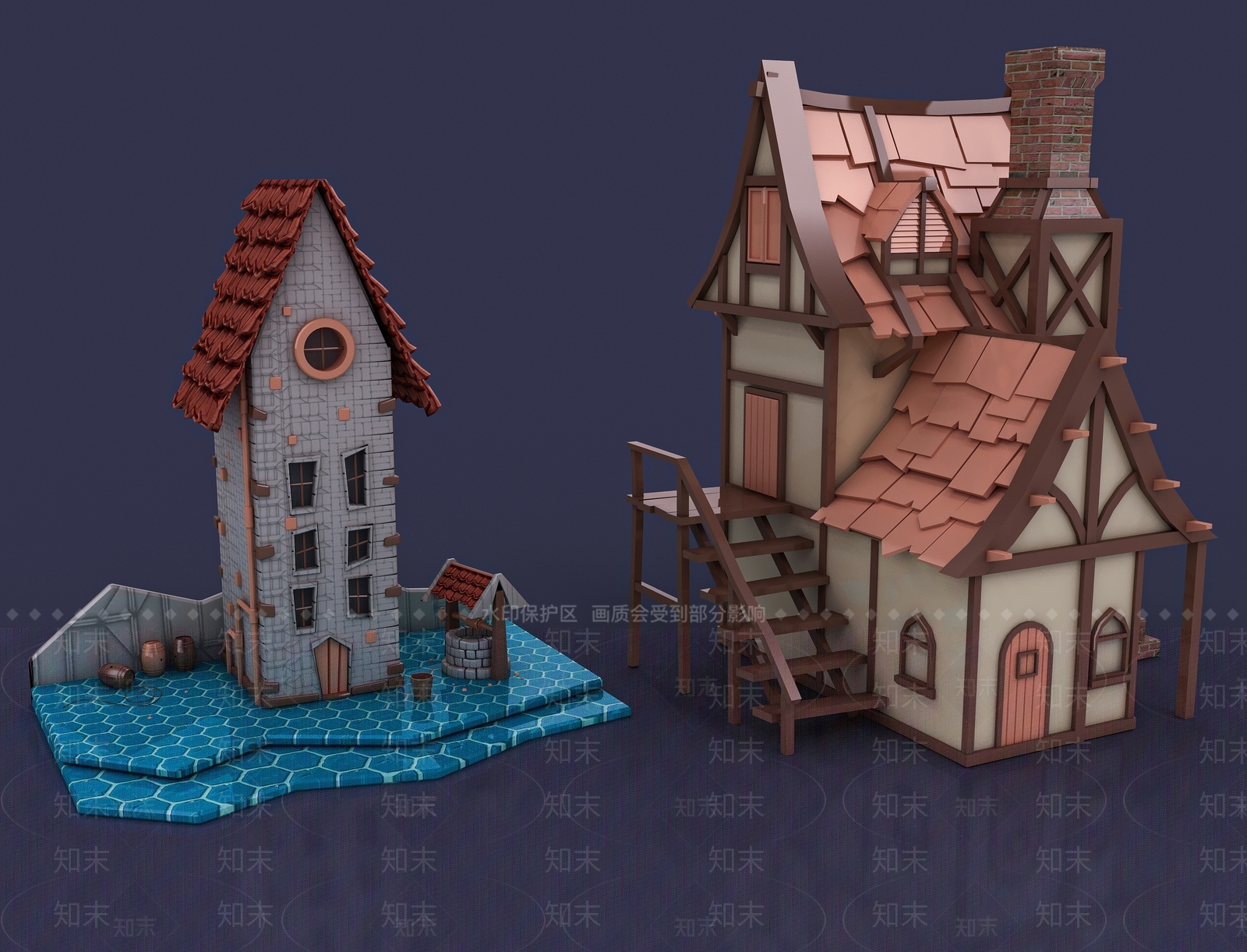 现代卡通住宅建筑3D模型下载【ID:1148226474】