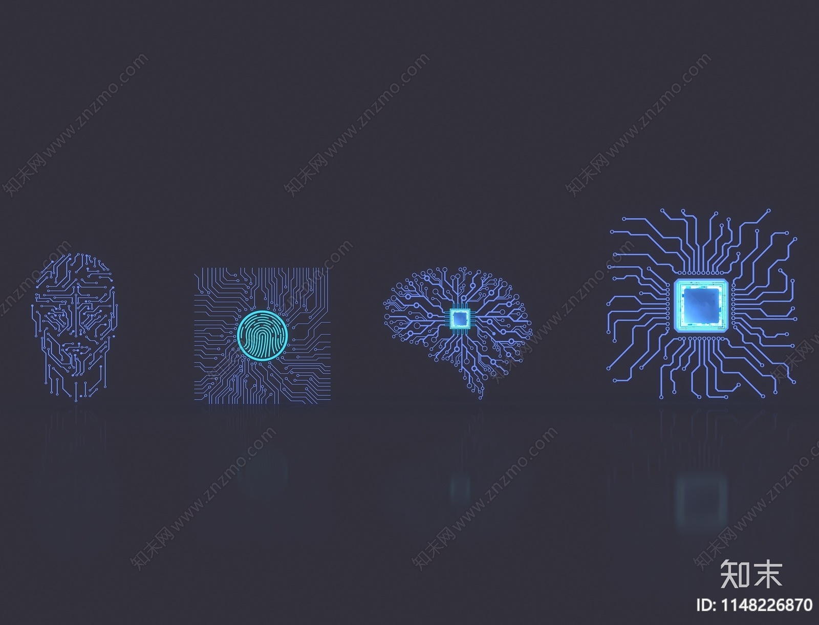 现代科技芯片墙饰3D模型下载【ID:1148226870】