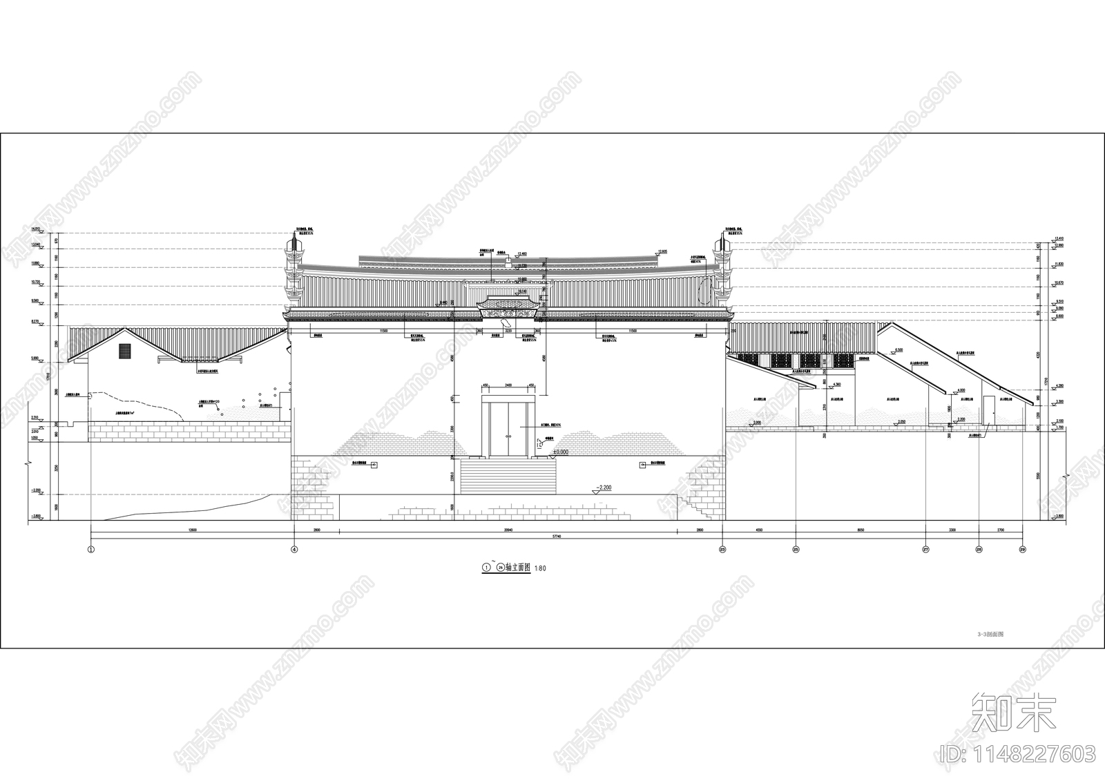 廷重祠建筑修缮cad施工图下载【ID:1148227603】