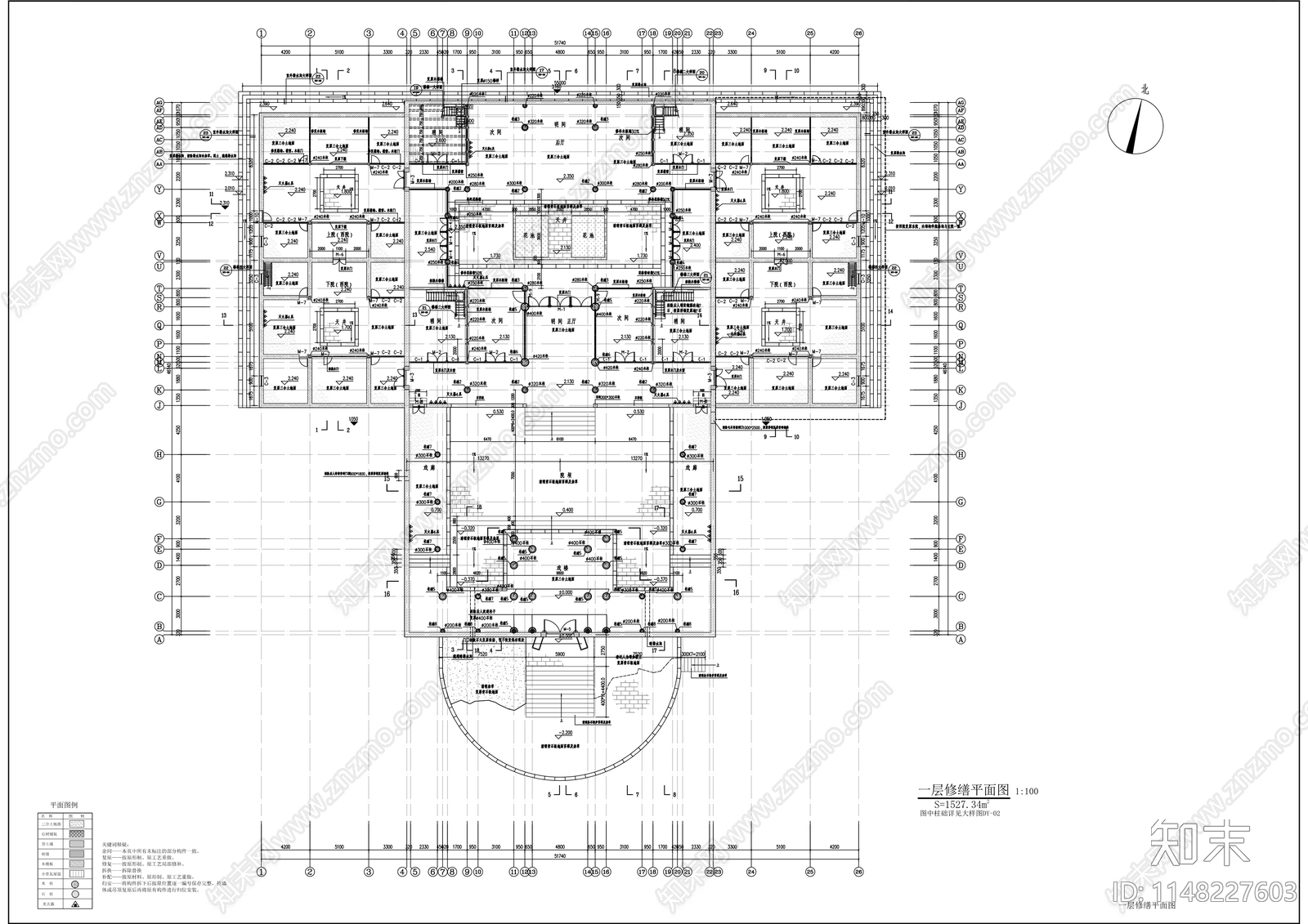 廷重祠建筑修缮cad施工图下载【ID:1148227603】