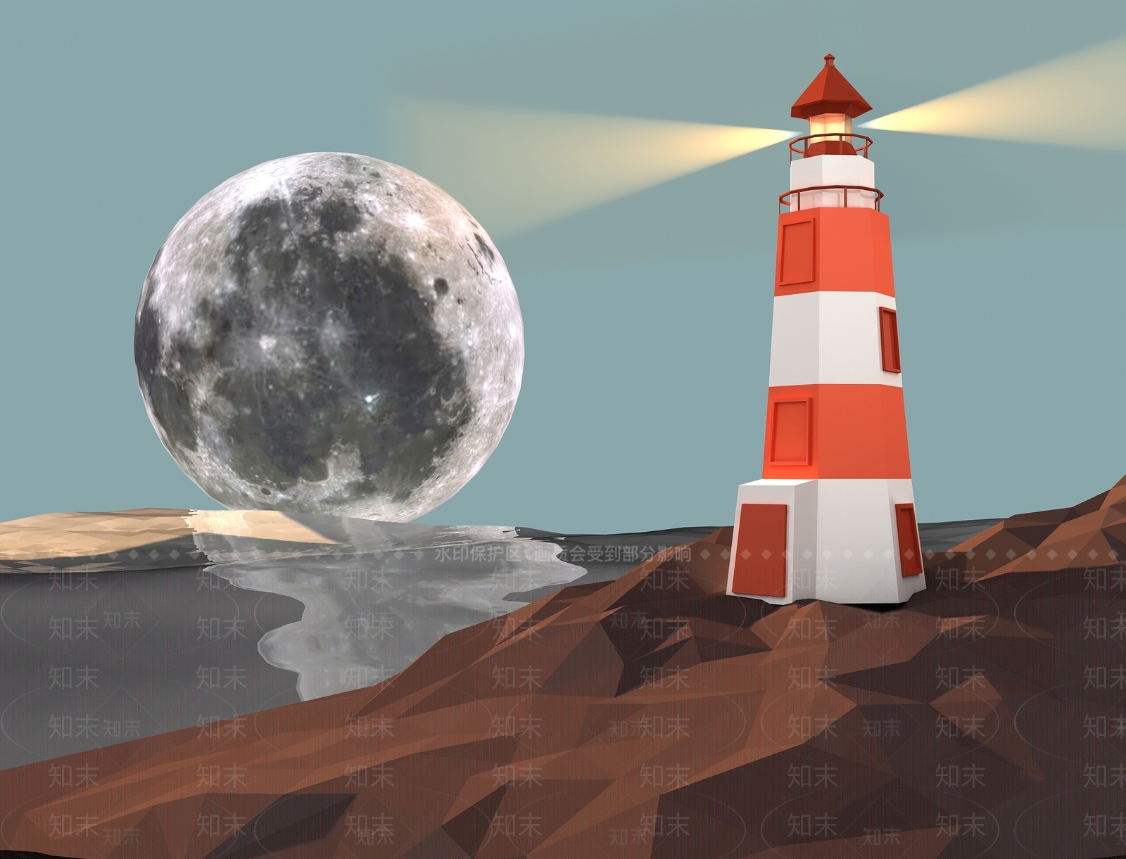 现代卡通灯塔3D模型下载【ID:1148229058】