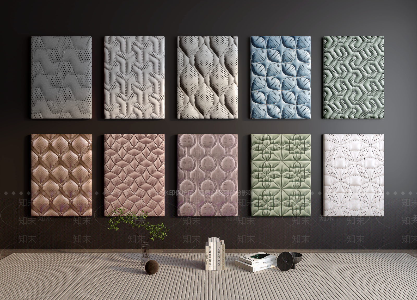 现代皮革软包背景墙3D模型下载【ID:1148229848】