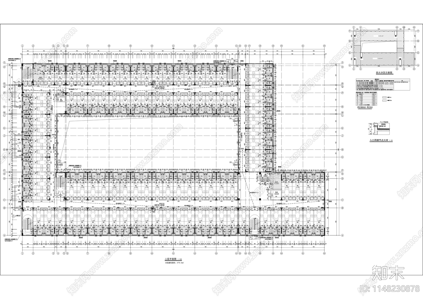 城市管理职业学院学生宿舍建筑cad施工图下载【ID:1148230878】