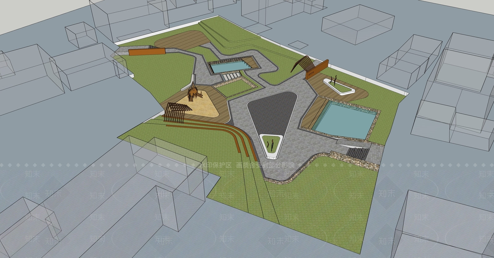 现代乡村小公园SU模型下载【ID:1148234510】