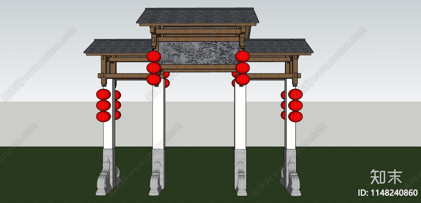 中式牌楼牌坊SU模型下载【ID:1148240860】