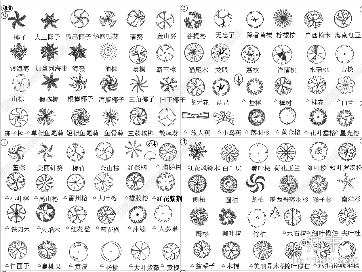 园林景观绿化植物图形图块施工图下载【ID:1148516300】