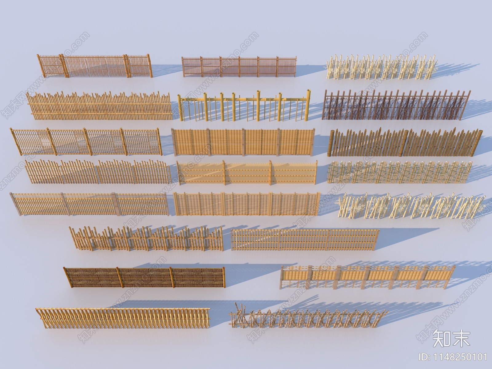 现代竹栅栏3D模型下载【ID:1148250101】