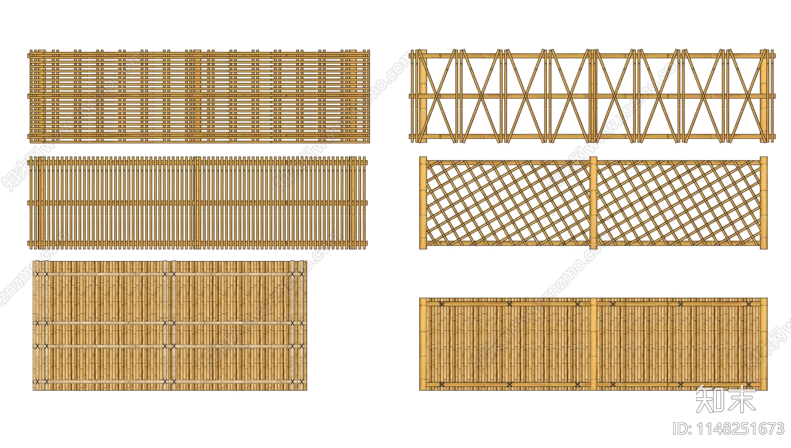 日式竹栅栏SU模型下载【ID:1148251673】