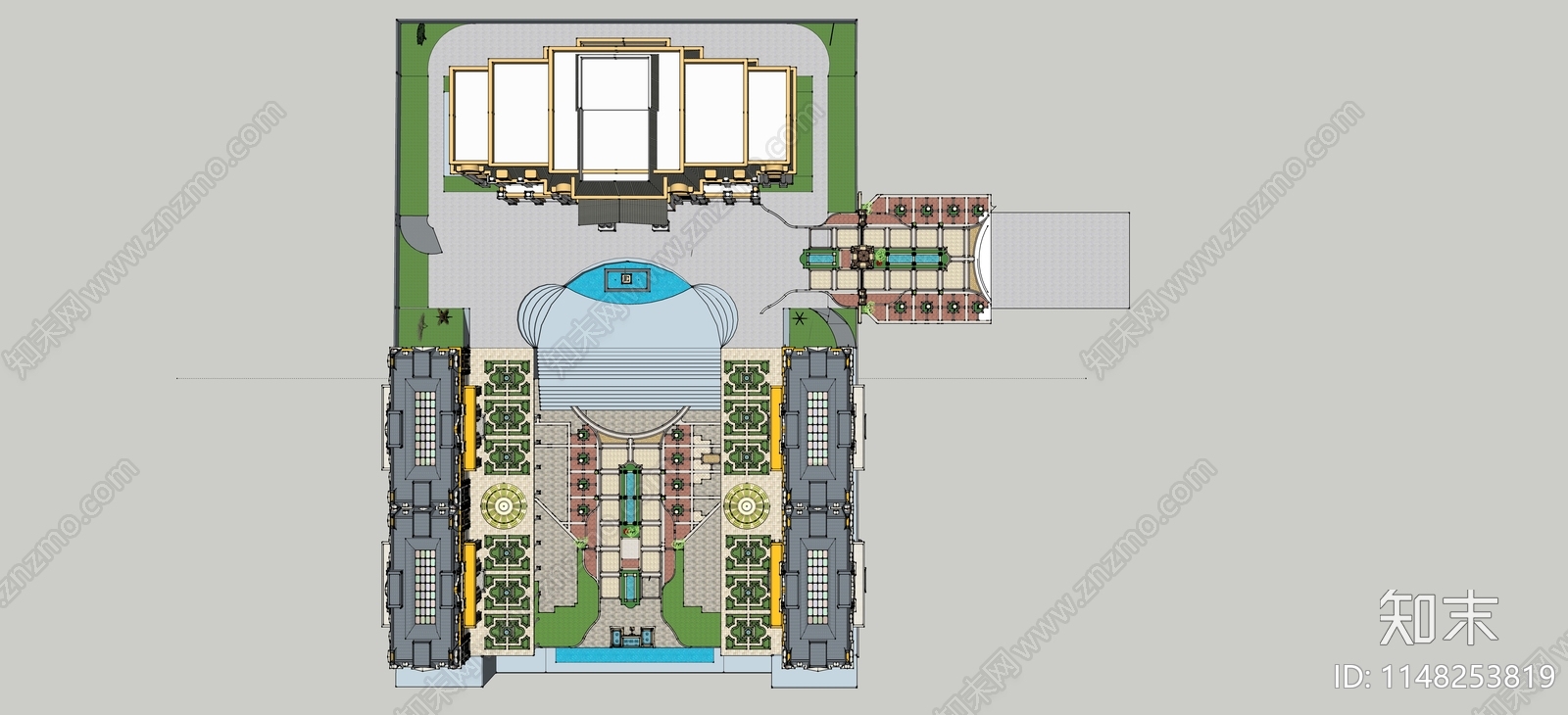 欧式风格建筑SU模型下载【ID:1148253819】