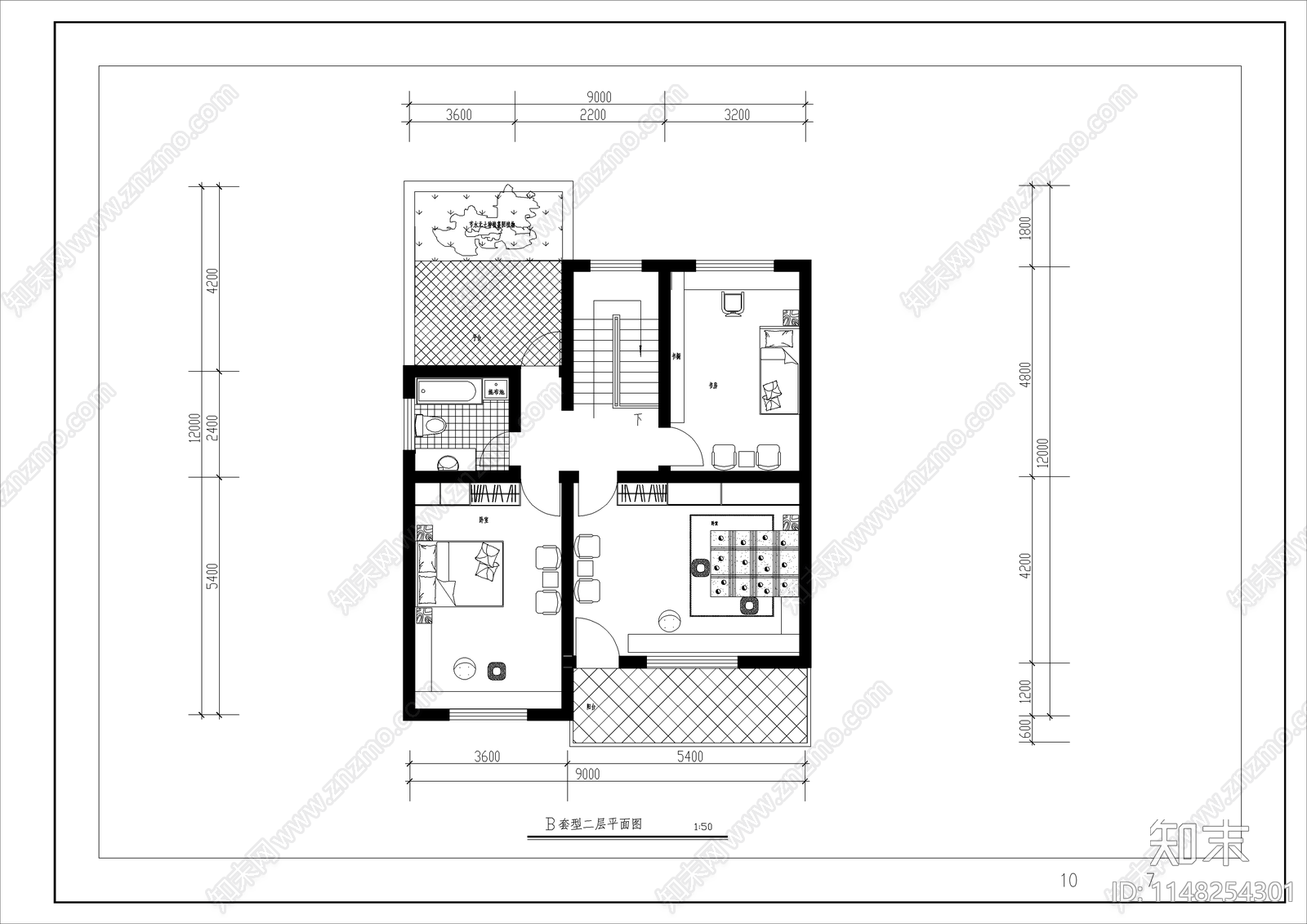 两套小康住宅建筑cad施工图下载【ID:1148254301】