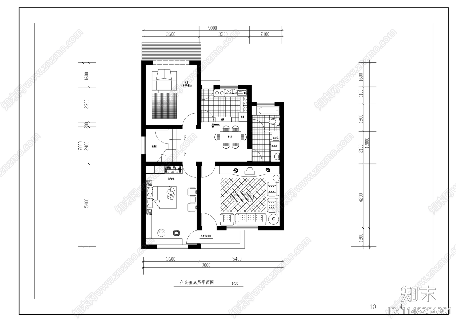 两套小康住宅建筑cad施工图下载【ID:1148254301】