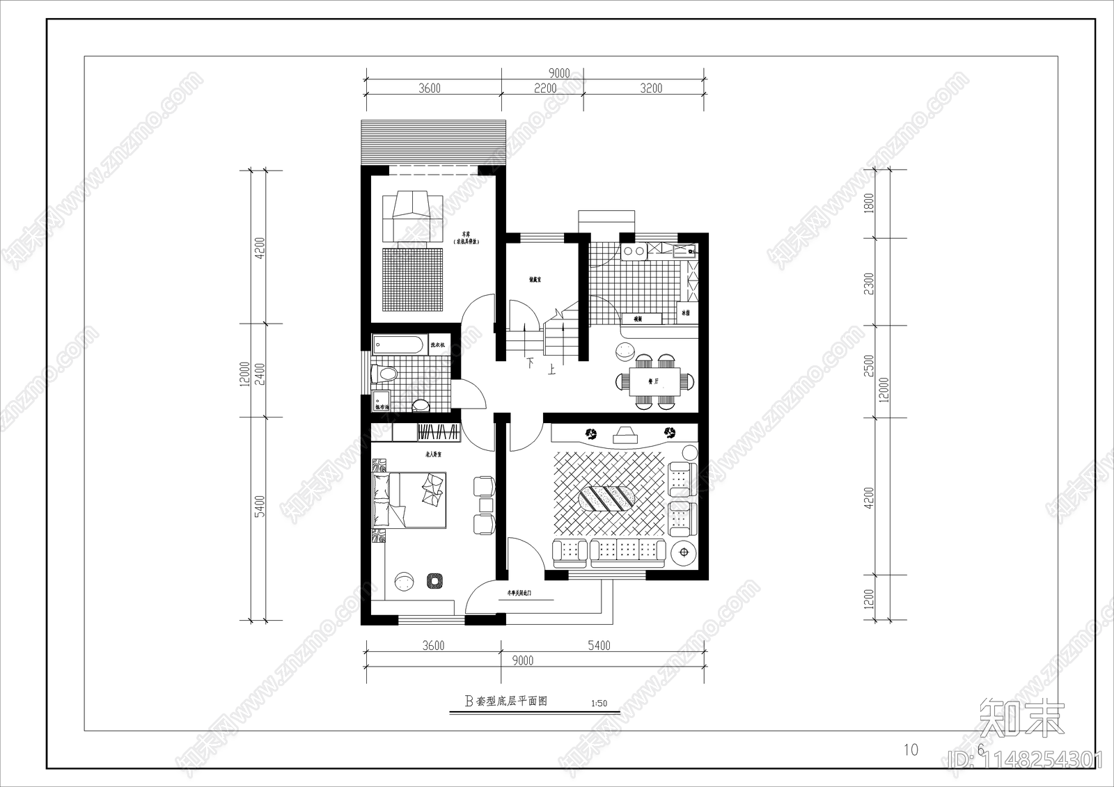 两套小康住宅建筑cad施工图下载【ID:1148254301】