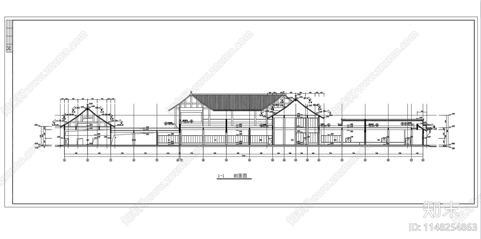 高速公路服务区三层综合楼建筑施工图下载【ID:1148254863】