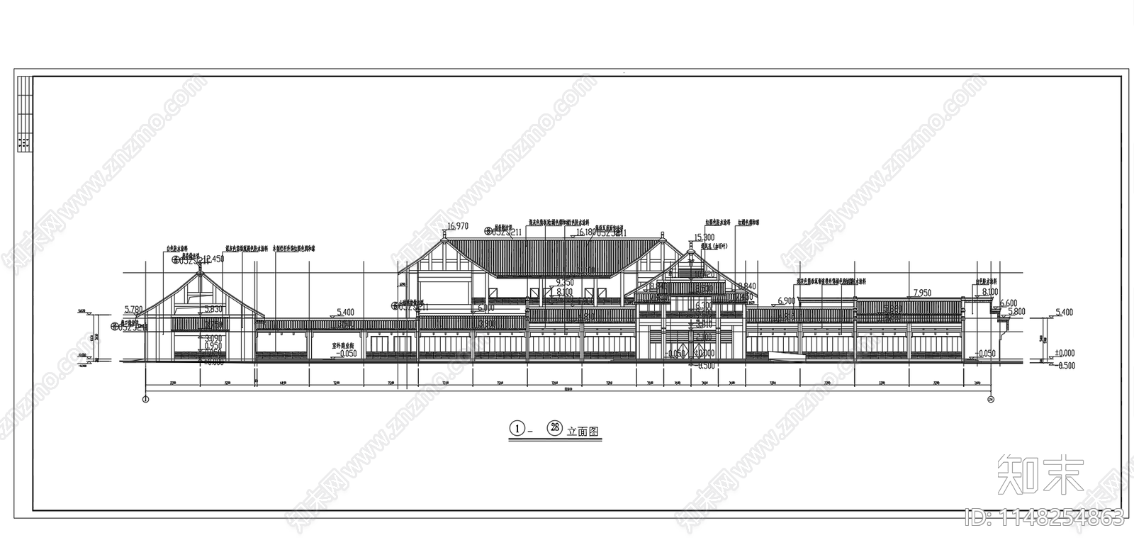 高速公路服务区三层综合楼建筑施工图下载【ID:1148254863】