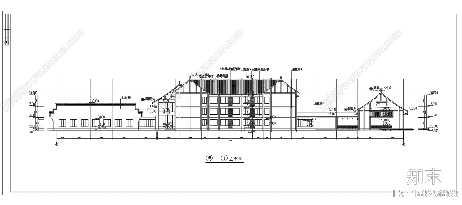 高速公路服务区三层综合楼建筑施工图下载【ID:1148254863】