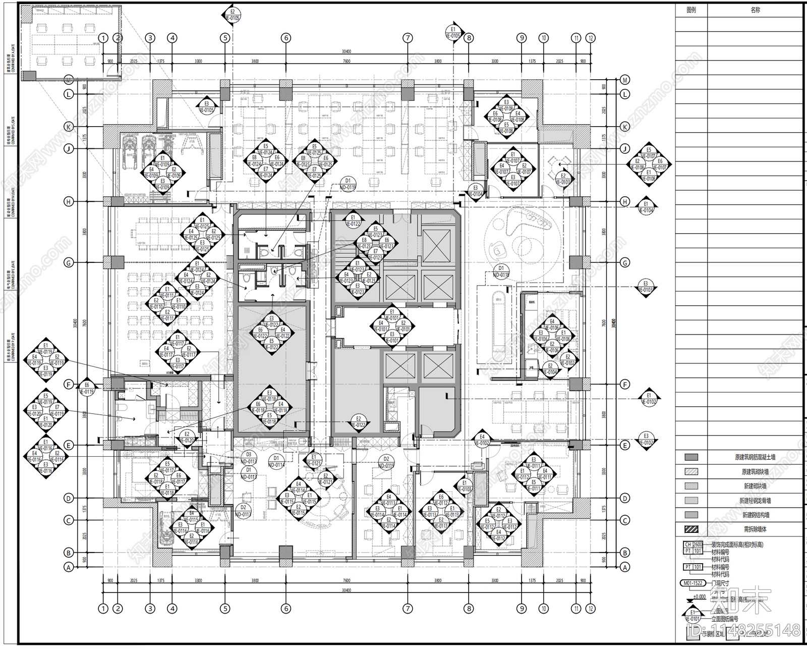 现代大夏办公楼cad施工图下载【ID:1148255148】