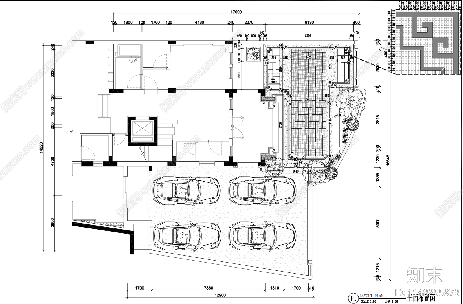 现代轻奢别墅室内cad施工图下载【ID:1148255973】