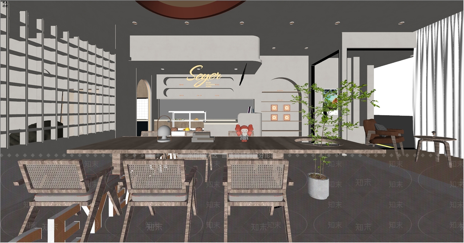 现代奶茶甜品店SU模型下载【ID:1148256098】
