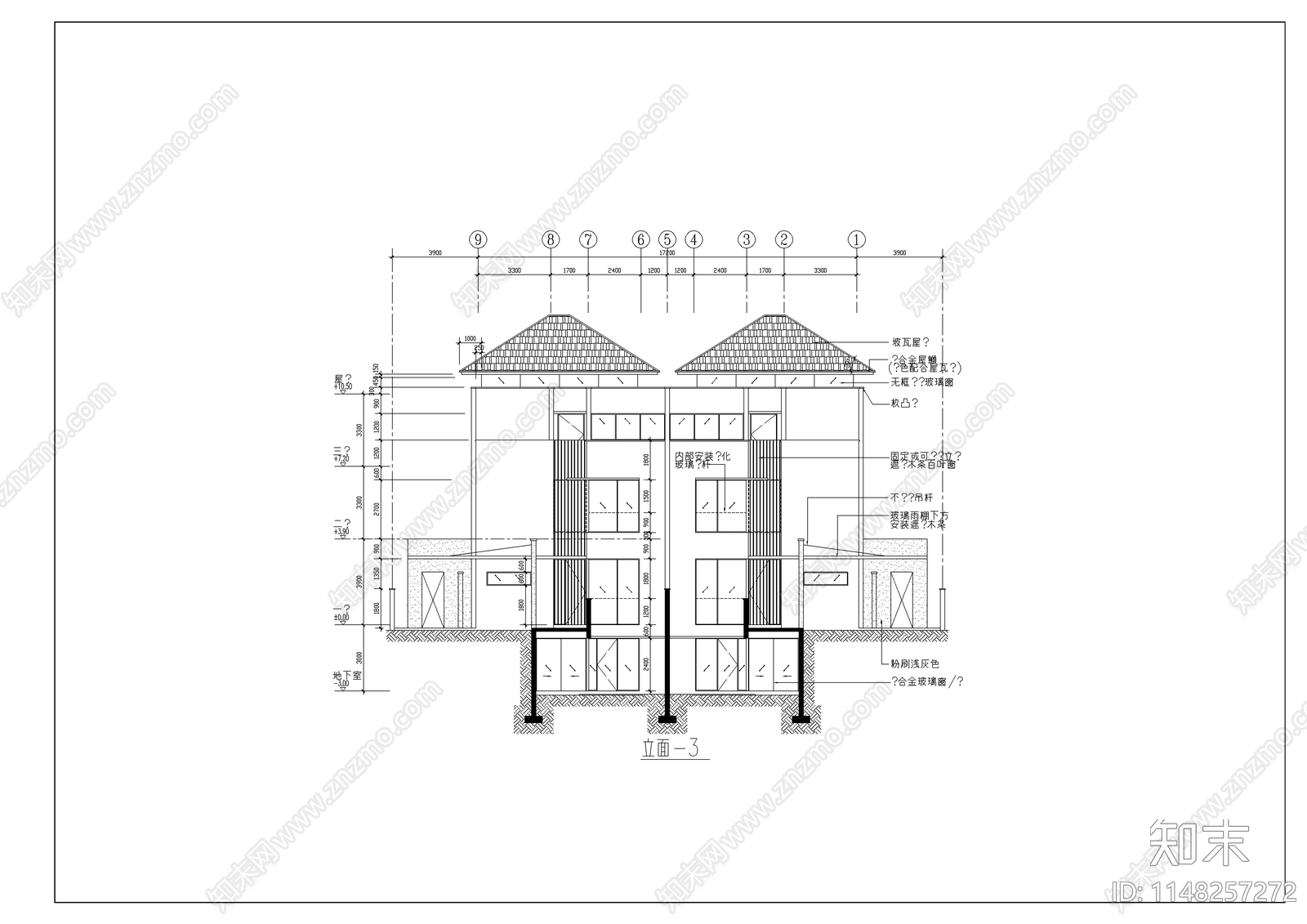 双拼豪华别墅建筑cad施工图下载【ID:1148257272】