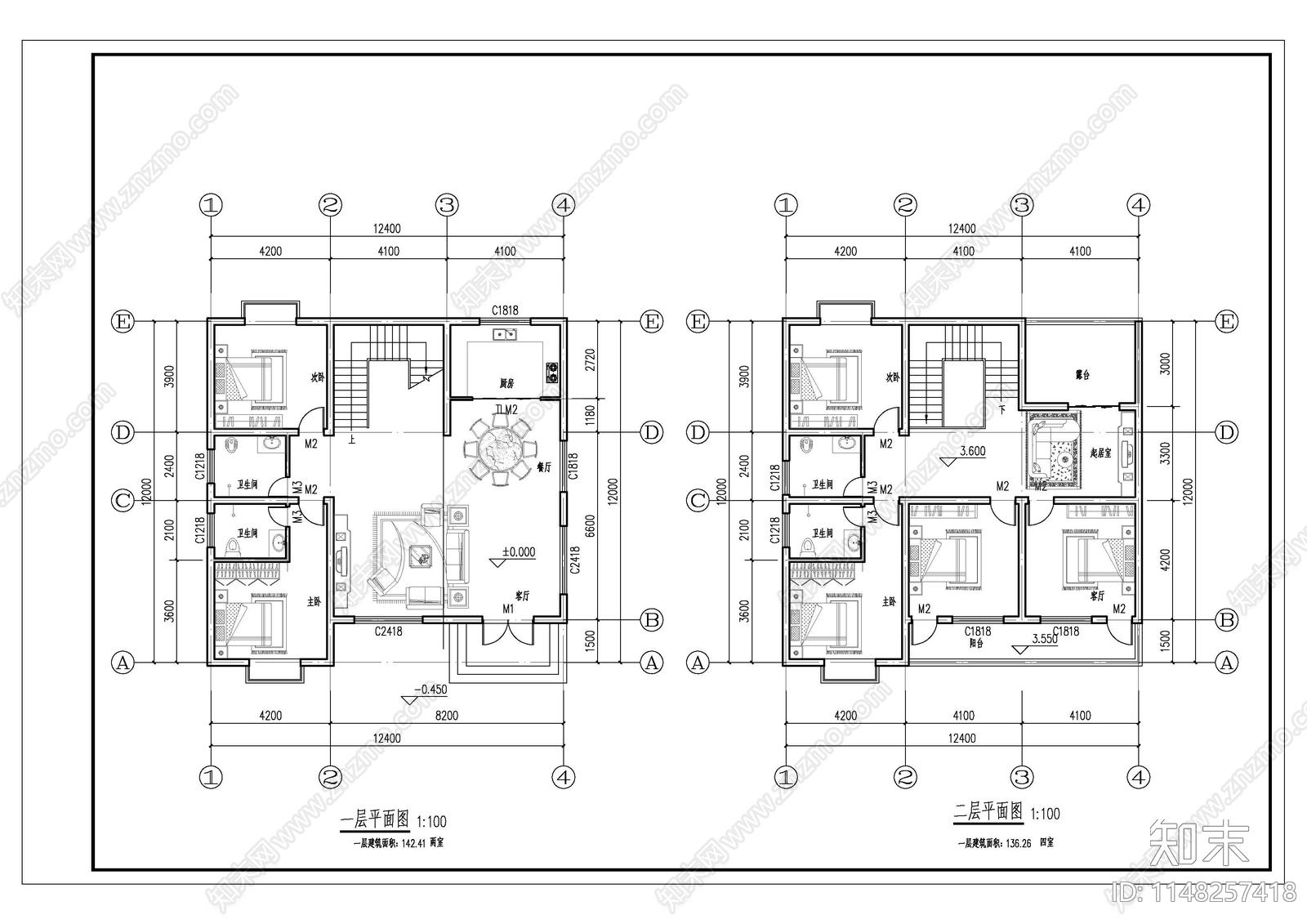 自建房建筑平面施工图下载【ID:1148257418】