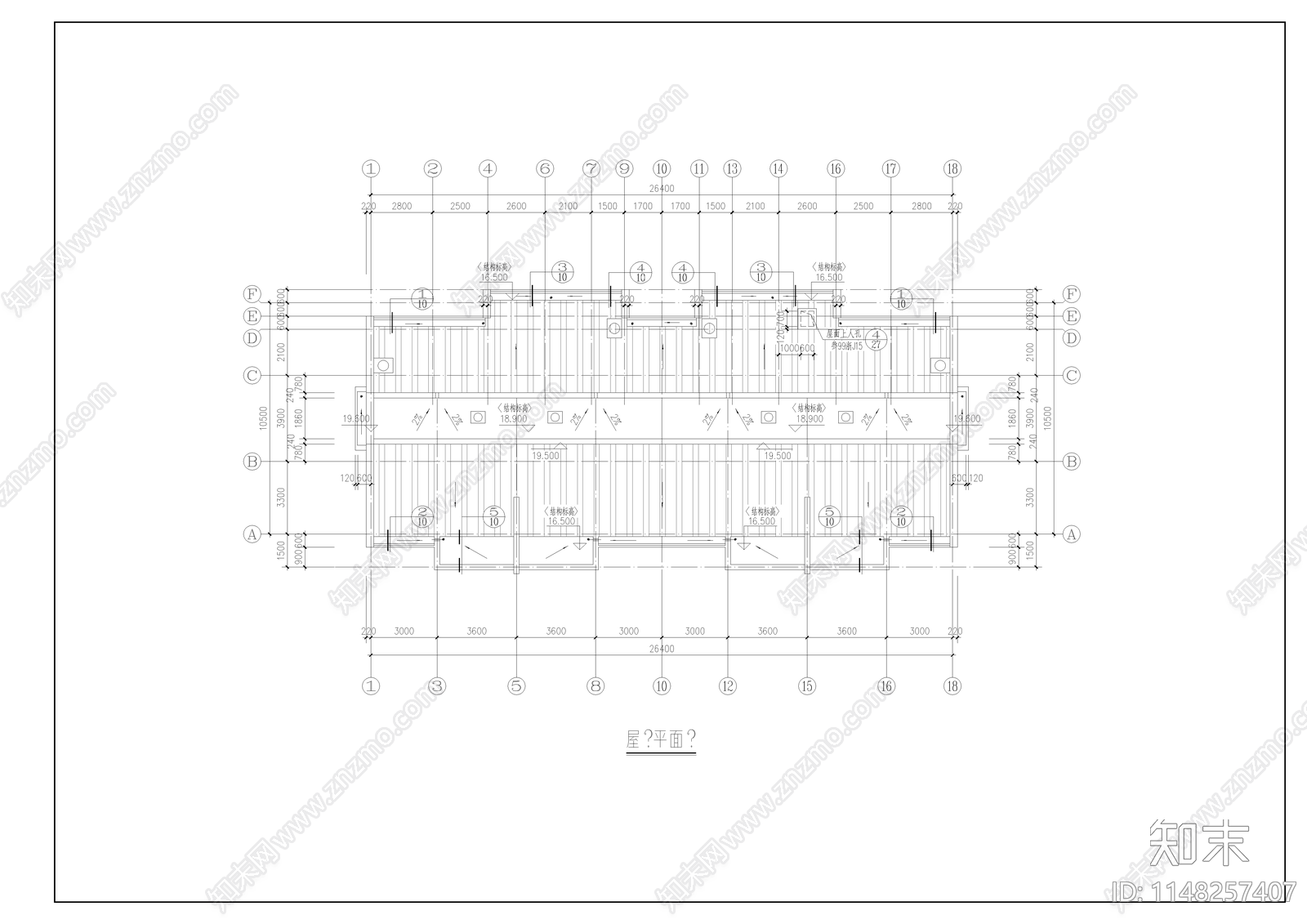 六层住宅楼建筑cad施工图下载【ID:1148257407】