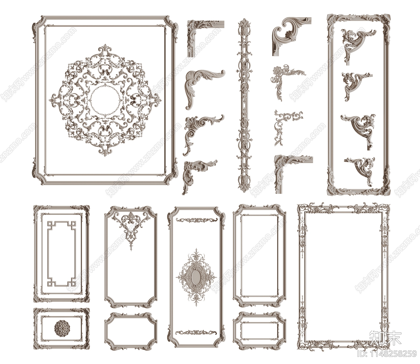 欧式雕花3D模型下载【ID:1148258259】