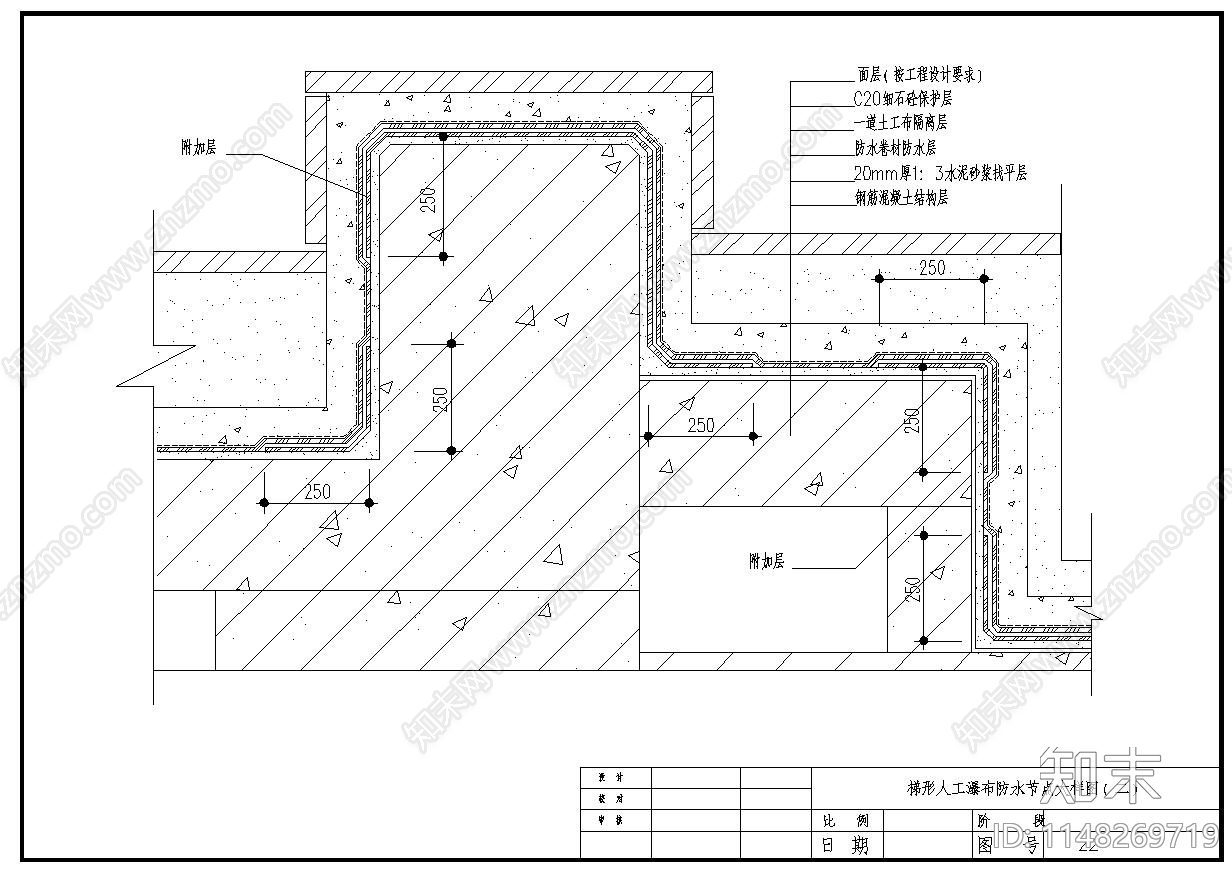 各种防水大样cad施工图下载【ID:1148269719】