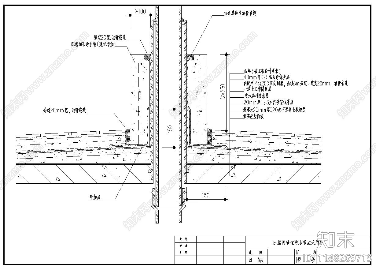 各种防水大样cad施工图下载【ID:1148269719】