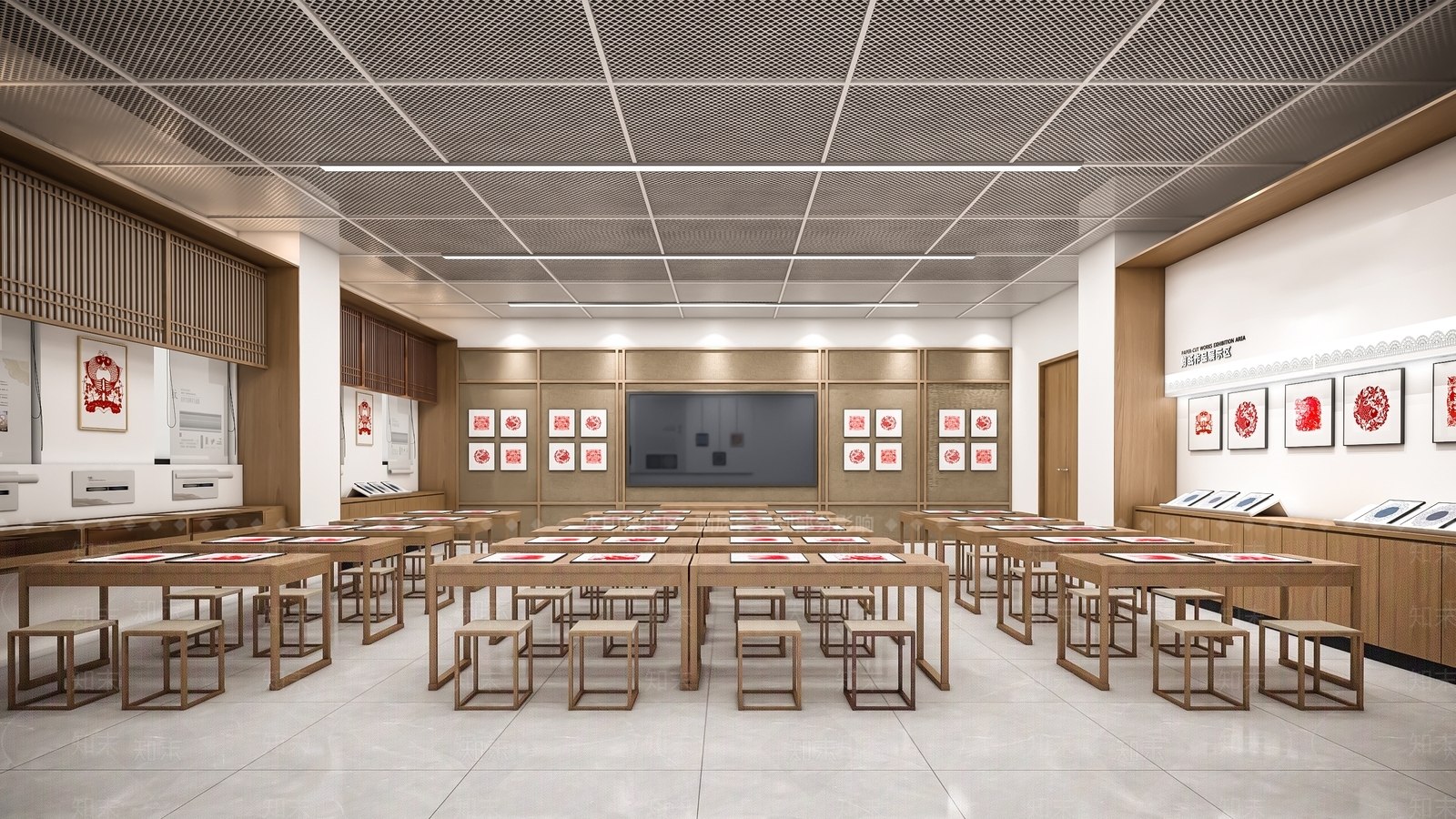新中式教室3D模型下载【ID:1214117729】