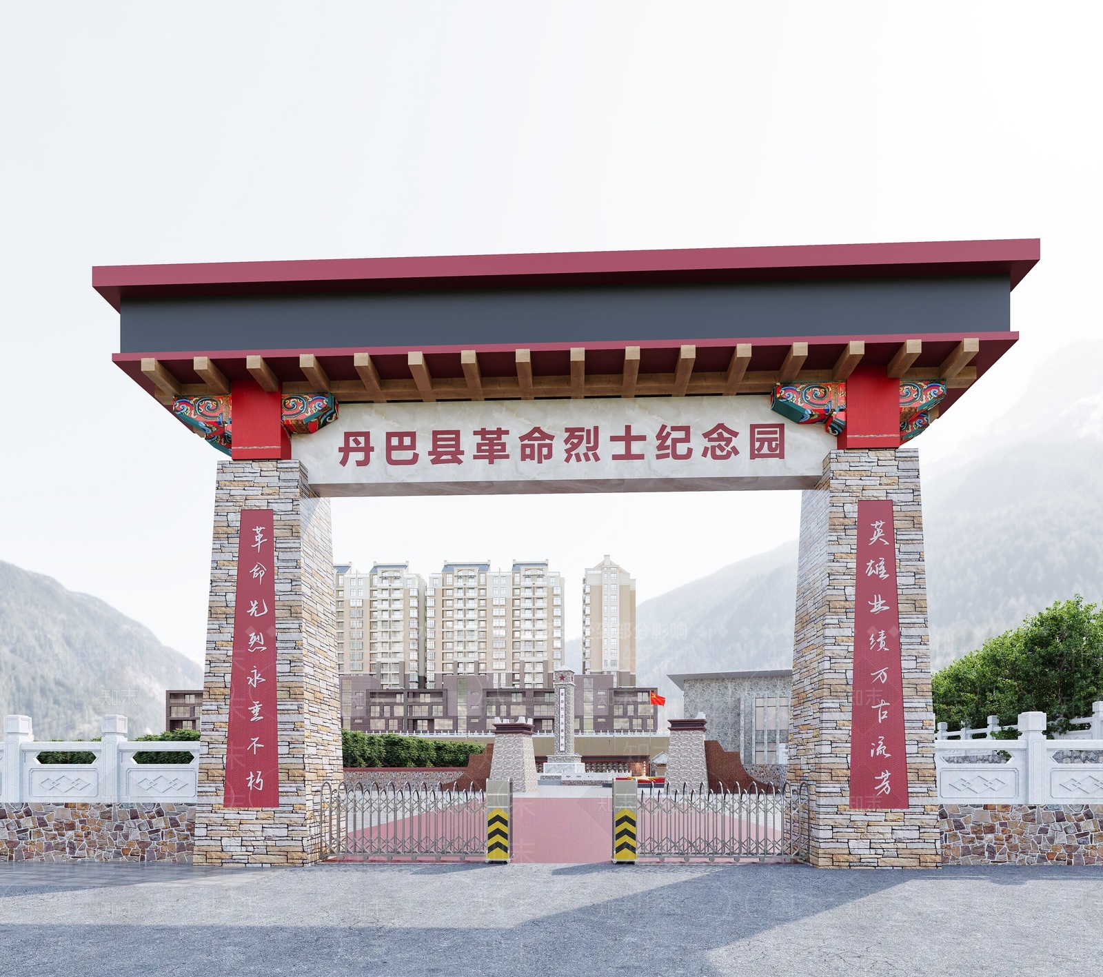 中式入口大门3D模型下载【ID:1148271508】