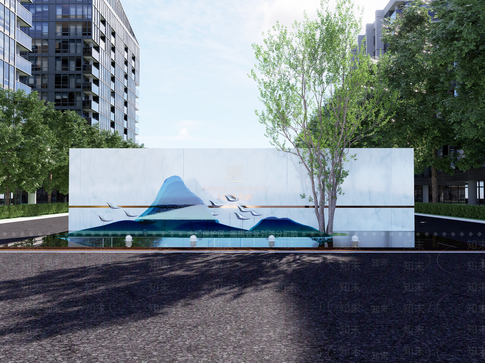现代住宅景墙SU模型下载【ID:1148272046】