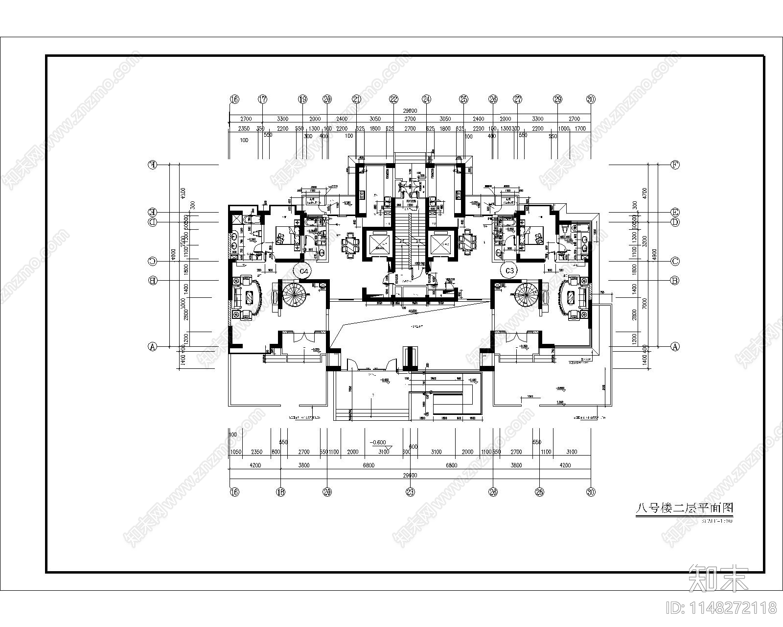 八号楼办公建筑施工图下载【ID:1148272118】