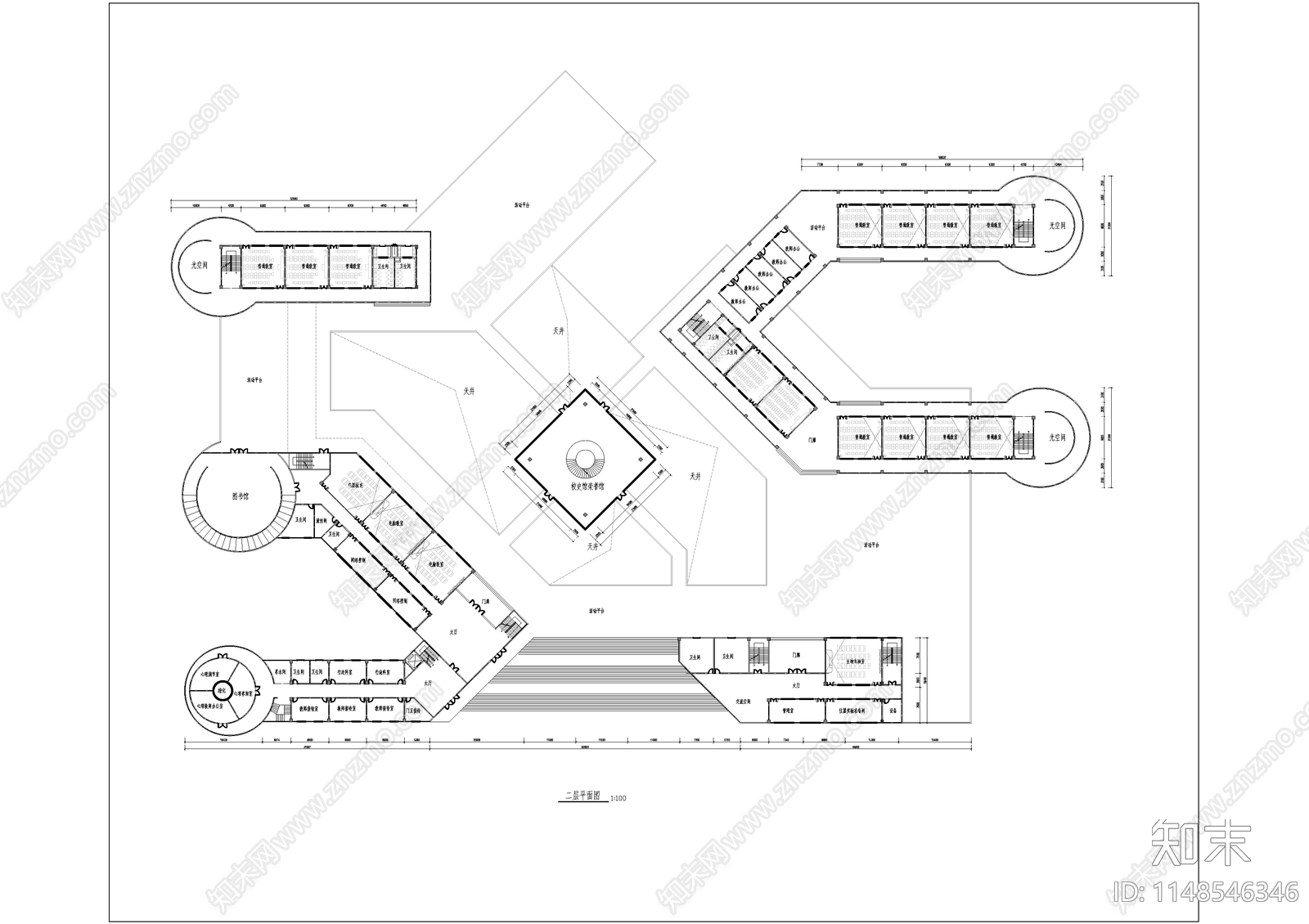 现代学校建筑cad施工图下载【ID:1148546346】