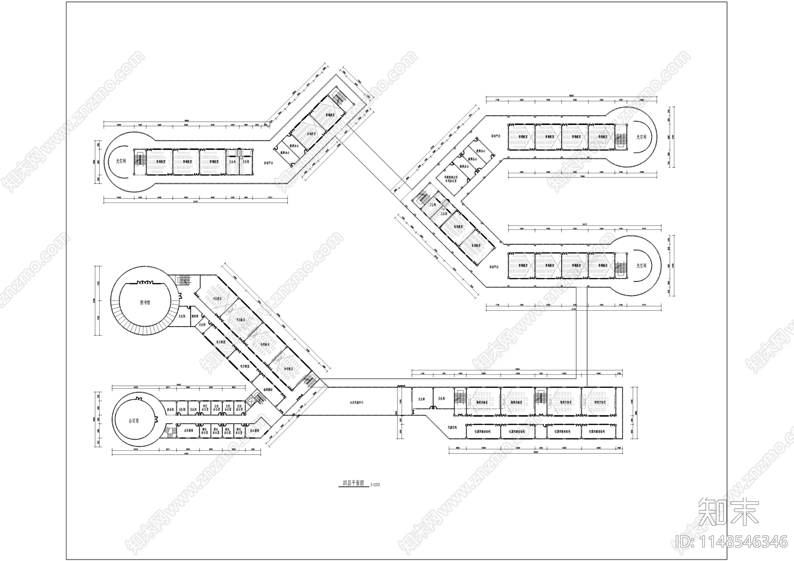 现代学校建筑cad施工图下载【ID:1148546346】