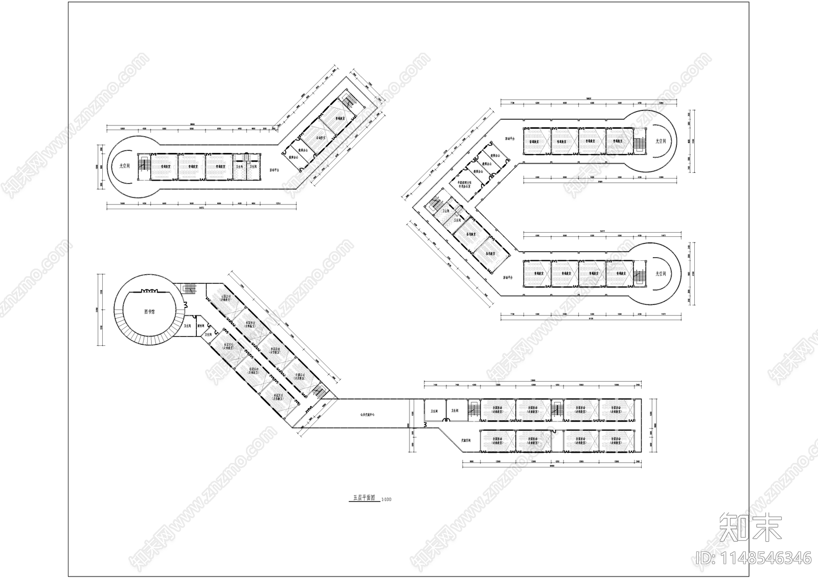 现代学校建筑cad施工图下载【ID:1148546346】