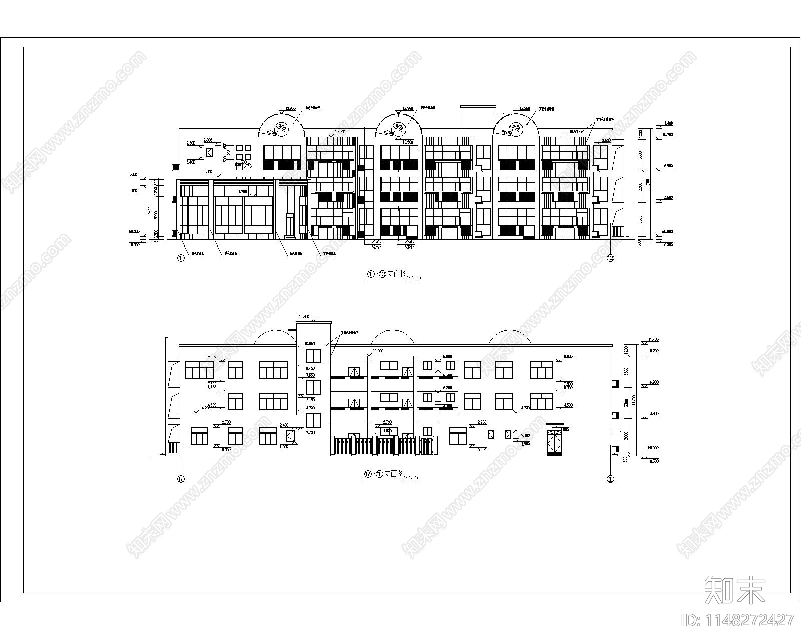 现代风格幼儿园建筑cad施工图下载【ID:1148272427】