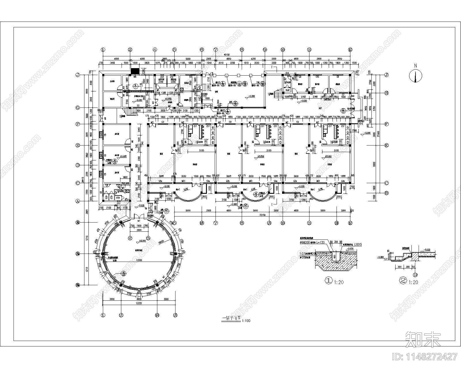 现代风格幼儿园建筑cad施工图下载【ID:1148272427】