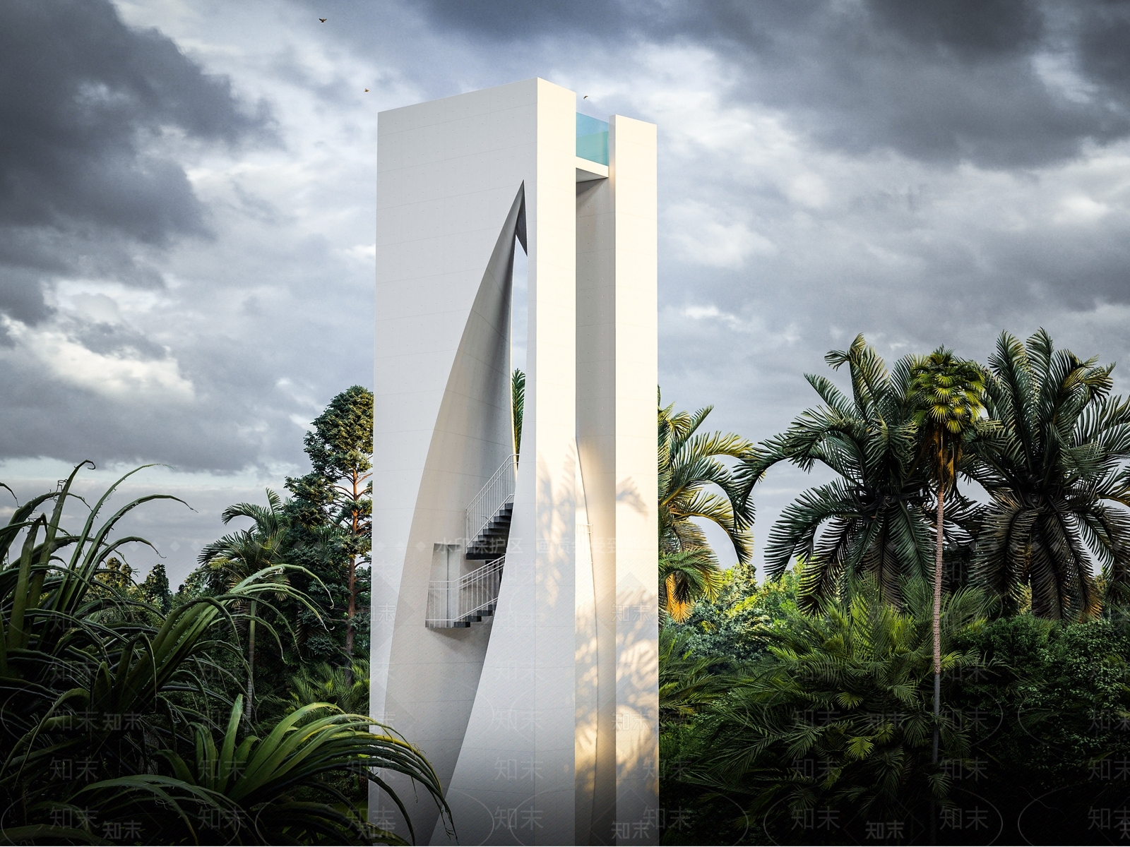 现代公园观景台SU模型下载【ID:1148274137】