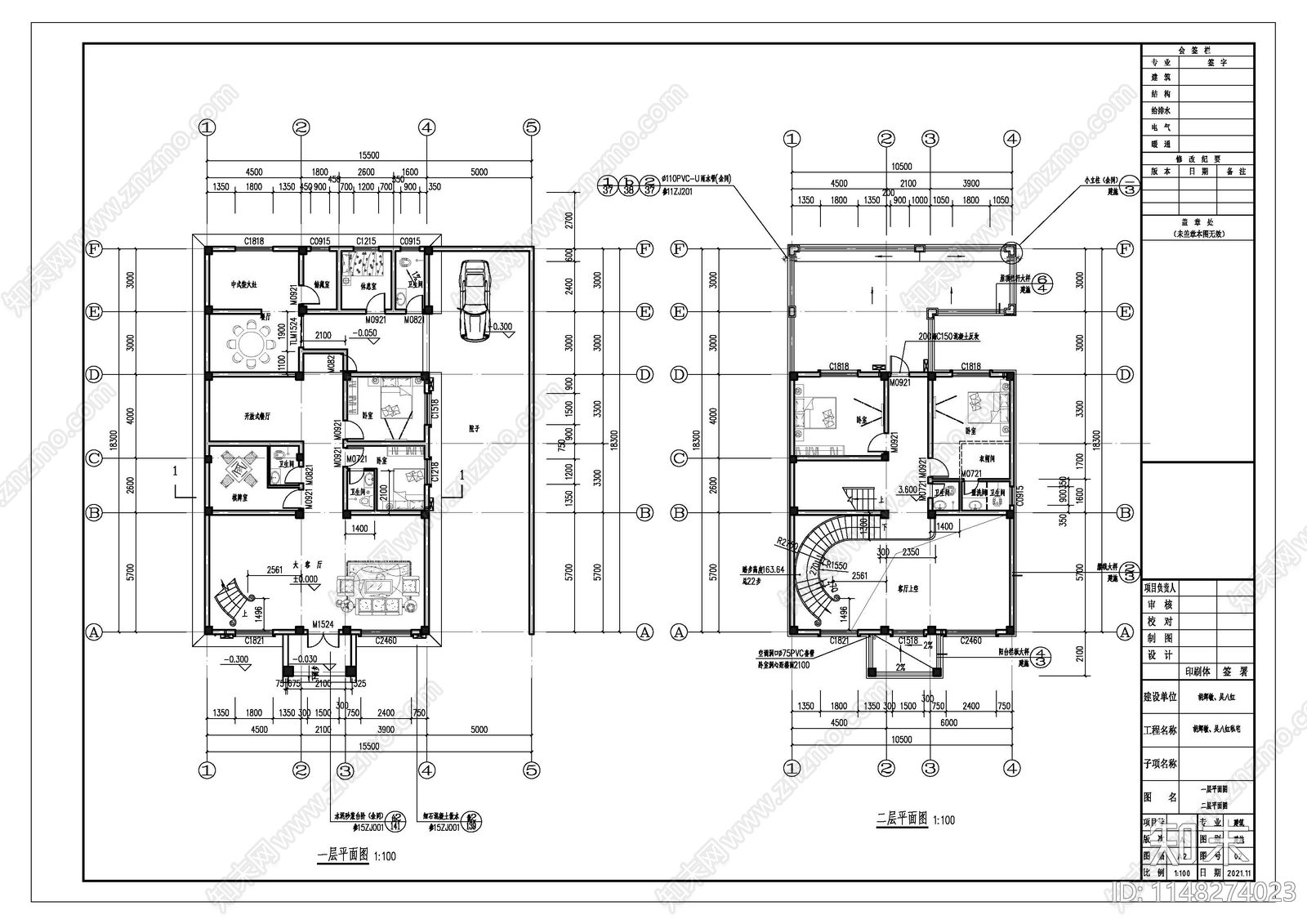 欧式三层自建房建筑cad施工图下载【ID:1148274023】