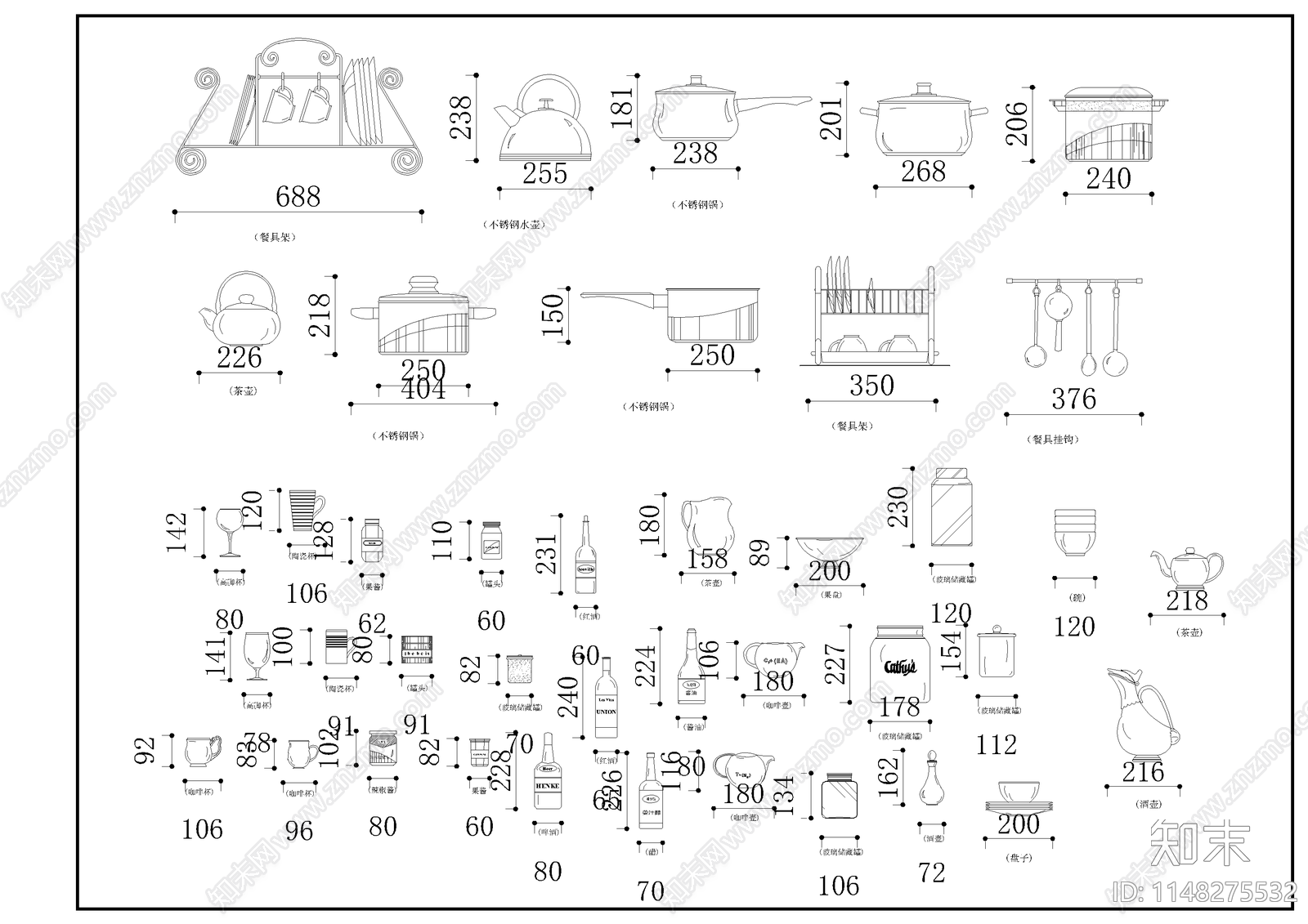 厨房厨具素材图块施工图下载【ID:1148275532】