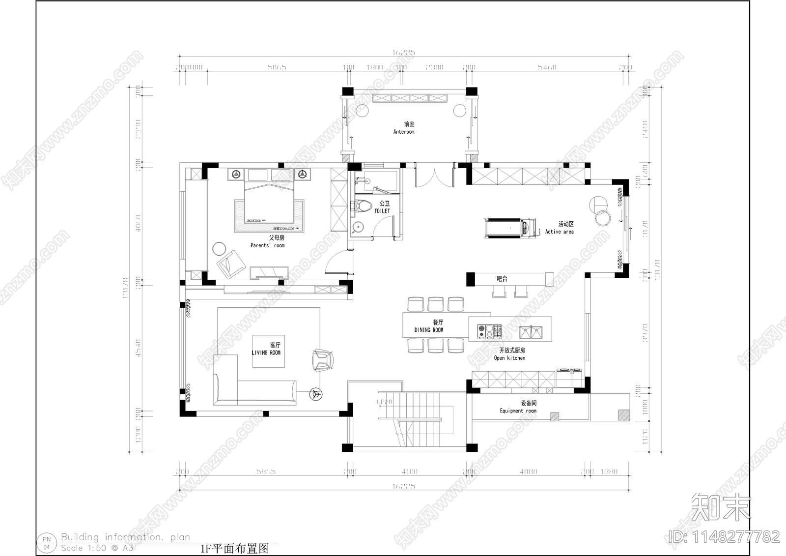 现代风格独栋别墅施工图下载【ID:1148277782】