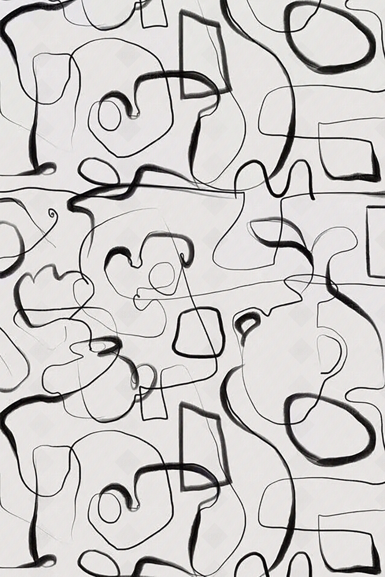 现代抽象涂鸦线条装饰画贴图下载【ID:1148277931】